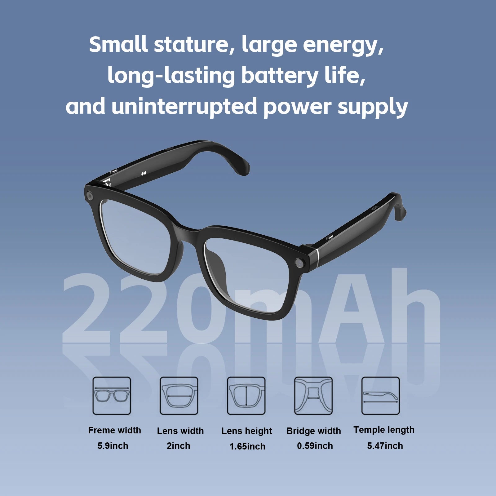 Smart AI Glasses with 8MP HD Camera, 1080P Video, Bluetooth/Wi-Fi, Voice Control & AI Recognition – Lightweight Hands-Free Glas