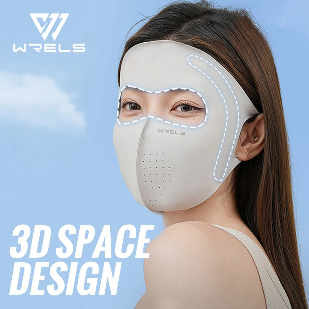 WRELS UV Protection Mask  Ice Silk Sunscreen Mask Breathable Lightweight Cycling Face Mask Anti-UV 400 Facemask For Men Women