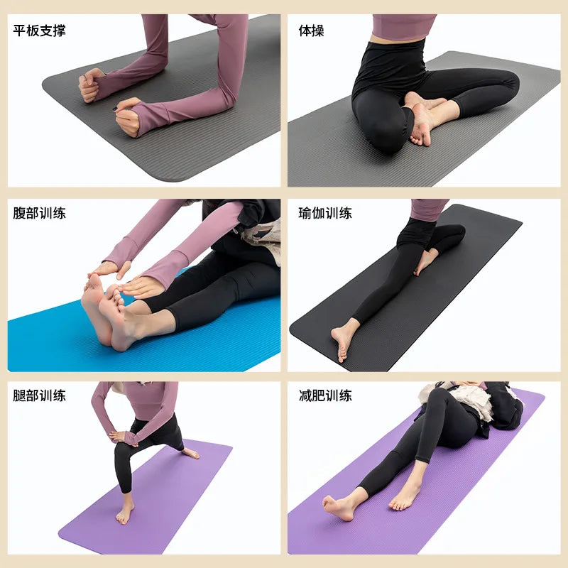 Yoga Mat High Density Exercise Mat, Anti-Tear Exercise Yoga Mat with Carrying Strap, Suitable for Various Yoga Exercises