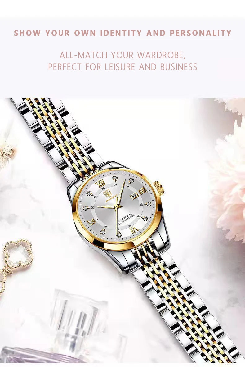 POEDAGAR Top Luxury Fashion Women Watches Waterproof Luminous Date Ladies Quartz Watch Stainless Steel Simple Casual Woman Watch