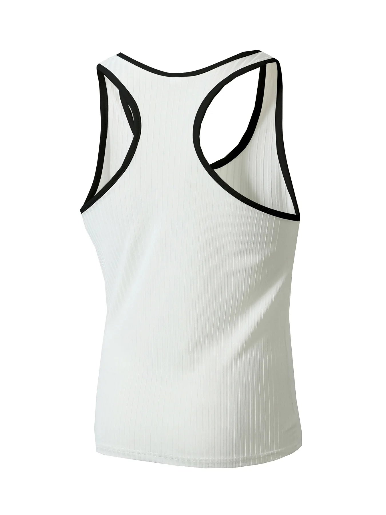 Summer Knitted Vertical Stripe Fitness Slim Vest for Men, Color-blocked Tank Top