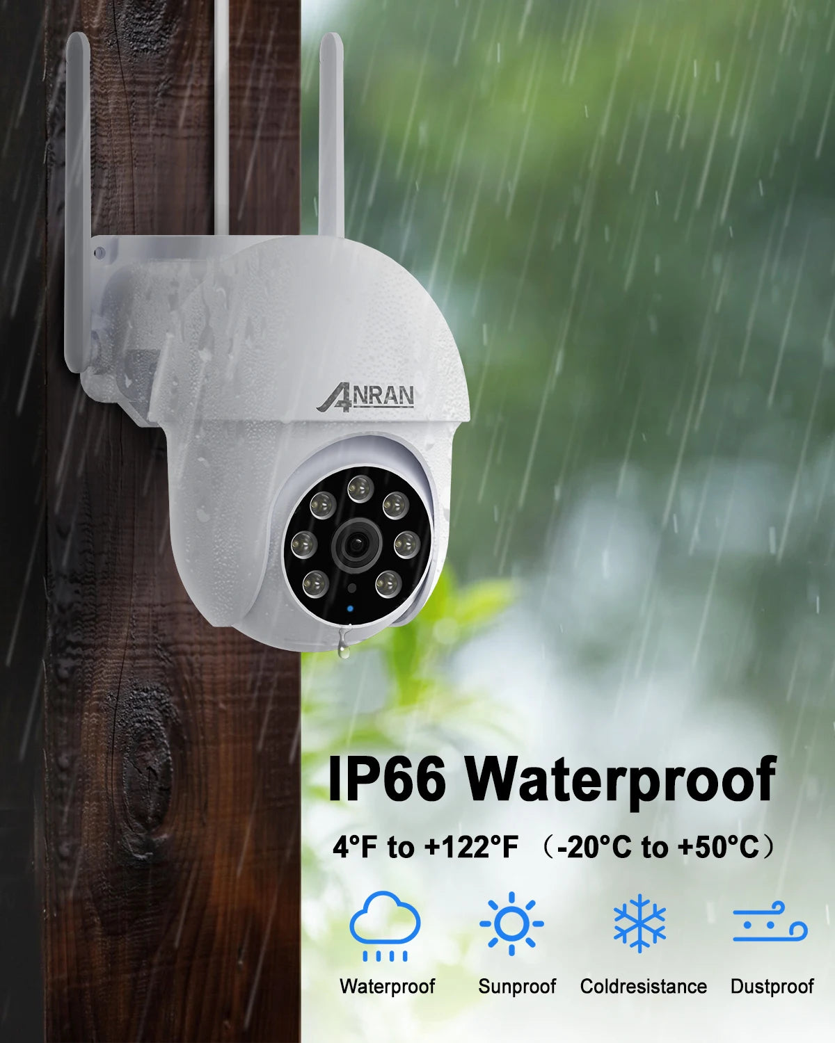 ANRAN 5G Wifi Camera 2/3/4PCS 5MP Wired Security Camera 24/7 Continue Record, IP66,Compatible Alexa,Auto Tracking,PIR Detection