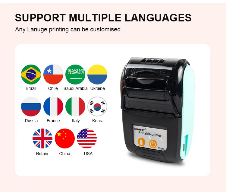 Mini Portable Thermal Printer Bluetooth For Phone Portable Printer Machine For Small Business 58mm Wireless Receipt Impresora