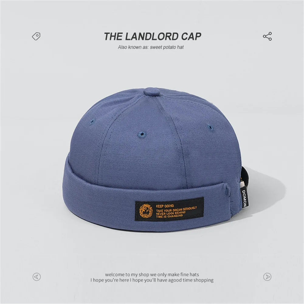 Retro Letter Label Brimless Caps Unisex Solid Color Beanie Men Women Summer Street Adjustable Docker Hats Melon Cap Hip Hop Cap