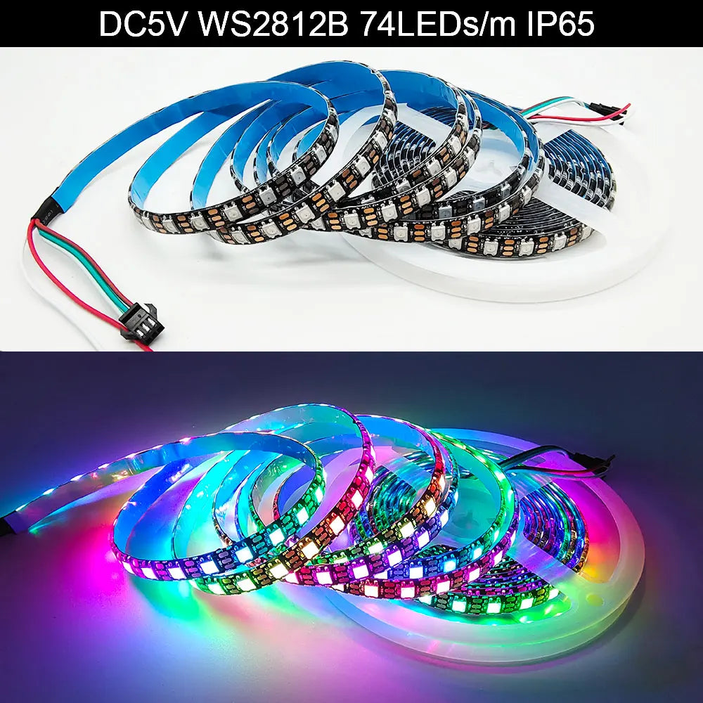 5V WS2812B WS2812 Digital Flexible Individually Addressable Pixel Led Strip RGB LED Strip 30/60/74/96/144Pixel/Leds/M Tape Light