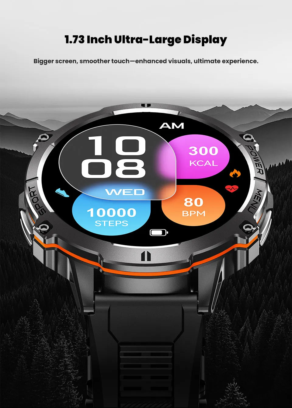 2026 Military TANK X3 Smart Watch Men 1.73" AMOLED Screen 5ATM Waterproof 1000mAh Battery GPS Sports Fitness Track Smart Watches
