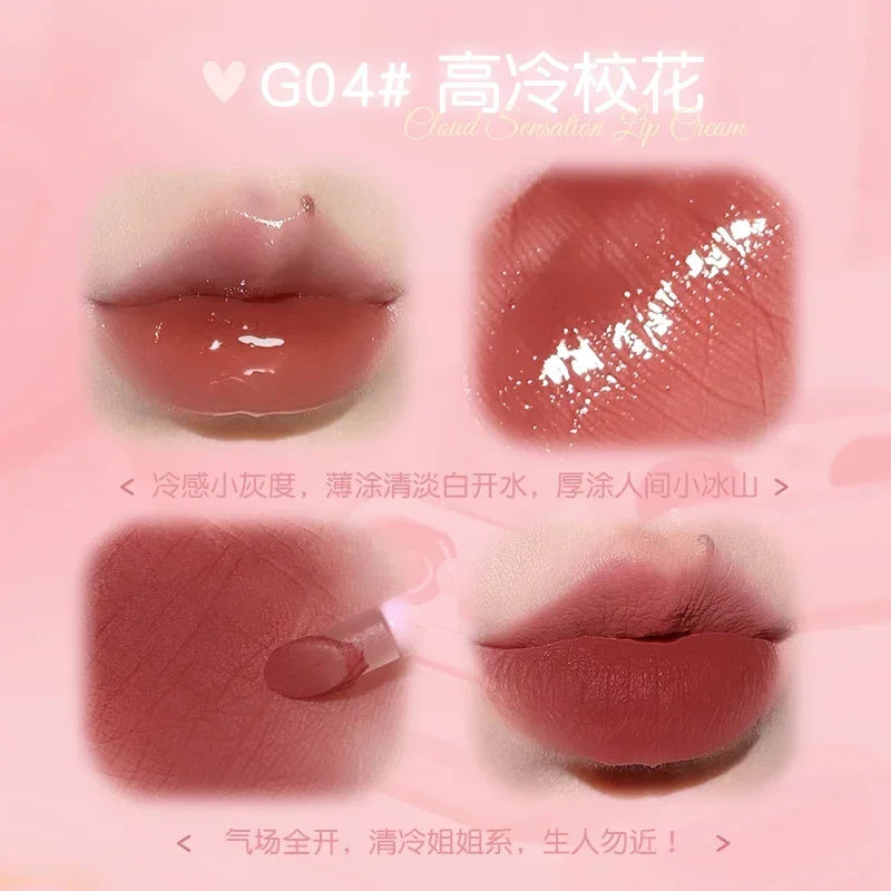 GOGO TALES Double Lip Gloss Mirror Finish Nude Color Korean Lipstick Matte Non-Sticky Lip Mud Long-Lasting Vegan Makeup
