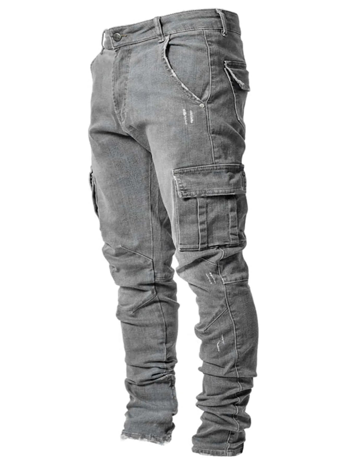 Kakan - High-end Slim Elastic Multi-pocket Leg Jeans, New Skinny Jeans K016-MGD8 In Europe and America