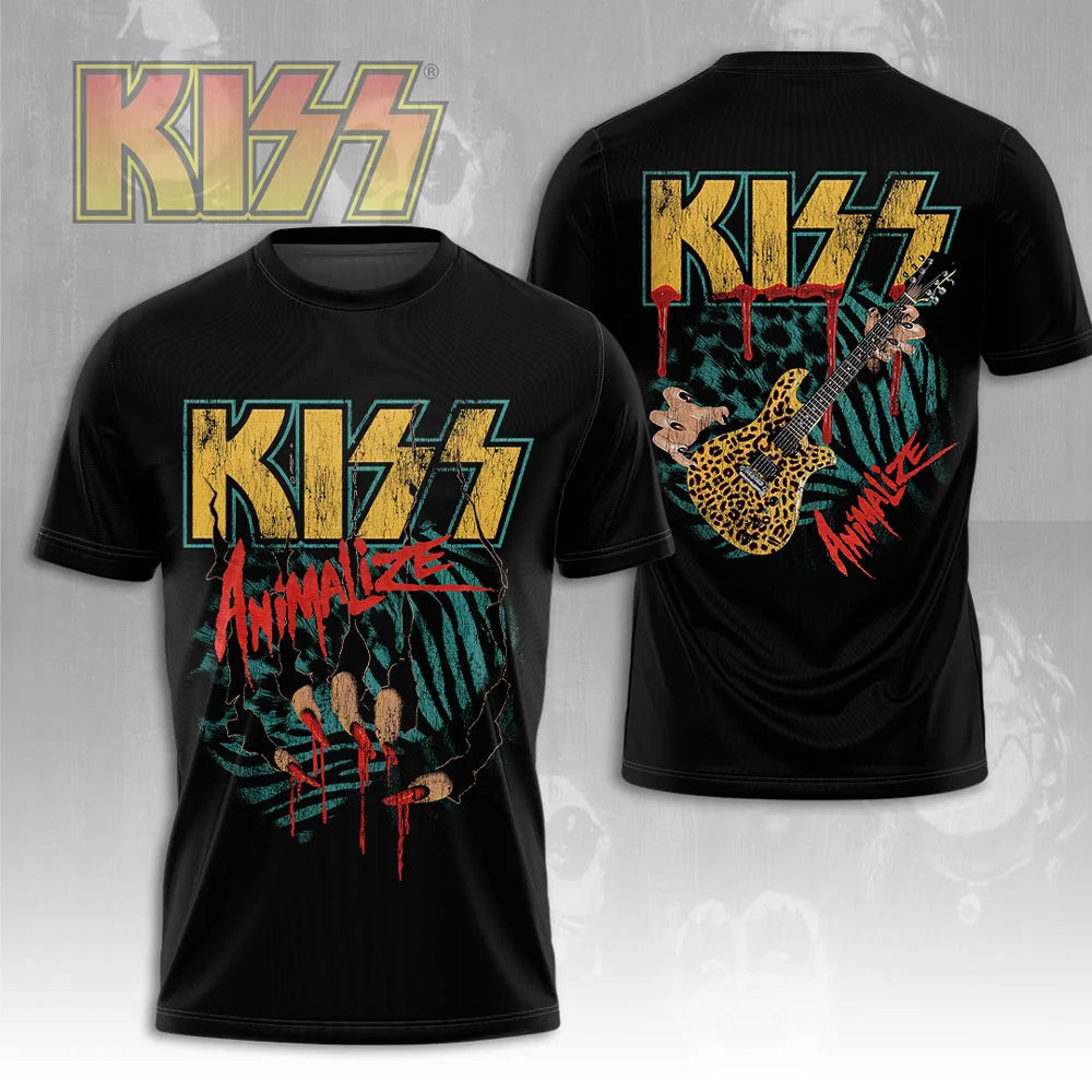 Rock Band Kiss T-shirts 3D Printing T Shirt Summer Men Women Funny Hip hop Short sleeve O-neck Tee Shirt Street Cosplay Clothing