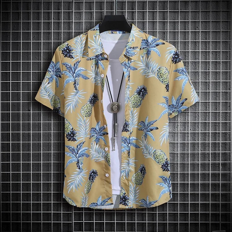 Hawaiian Beach Shirts Men's Short-sleeved Casual Shirts Seaside Vacation Quick-drying Clothes Loose Floral Tops Summer Exclusive
