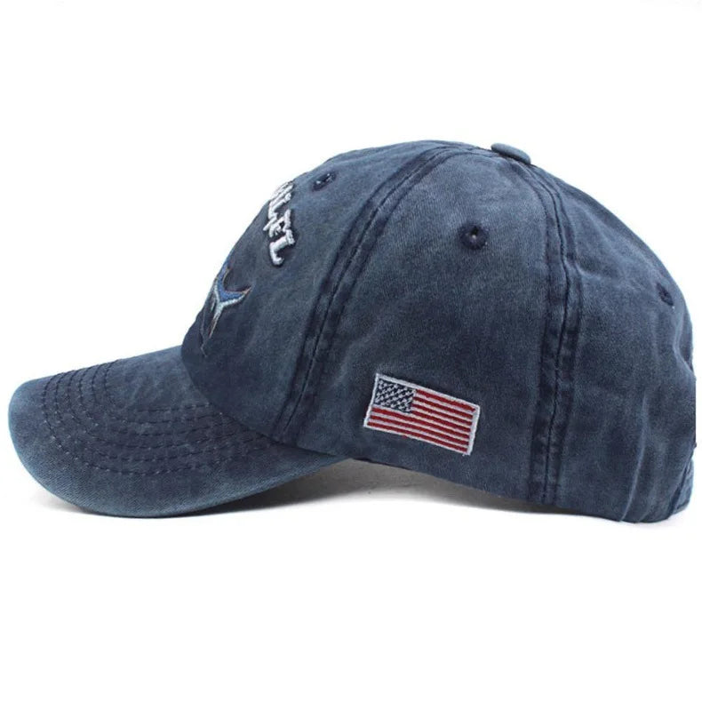 Hot-Selling Shark Embroidered Baseball Cap for MeninsTrendy Fashion Sunshade Sunscreen Baseball Cap Unique Niche