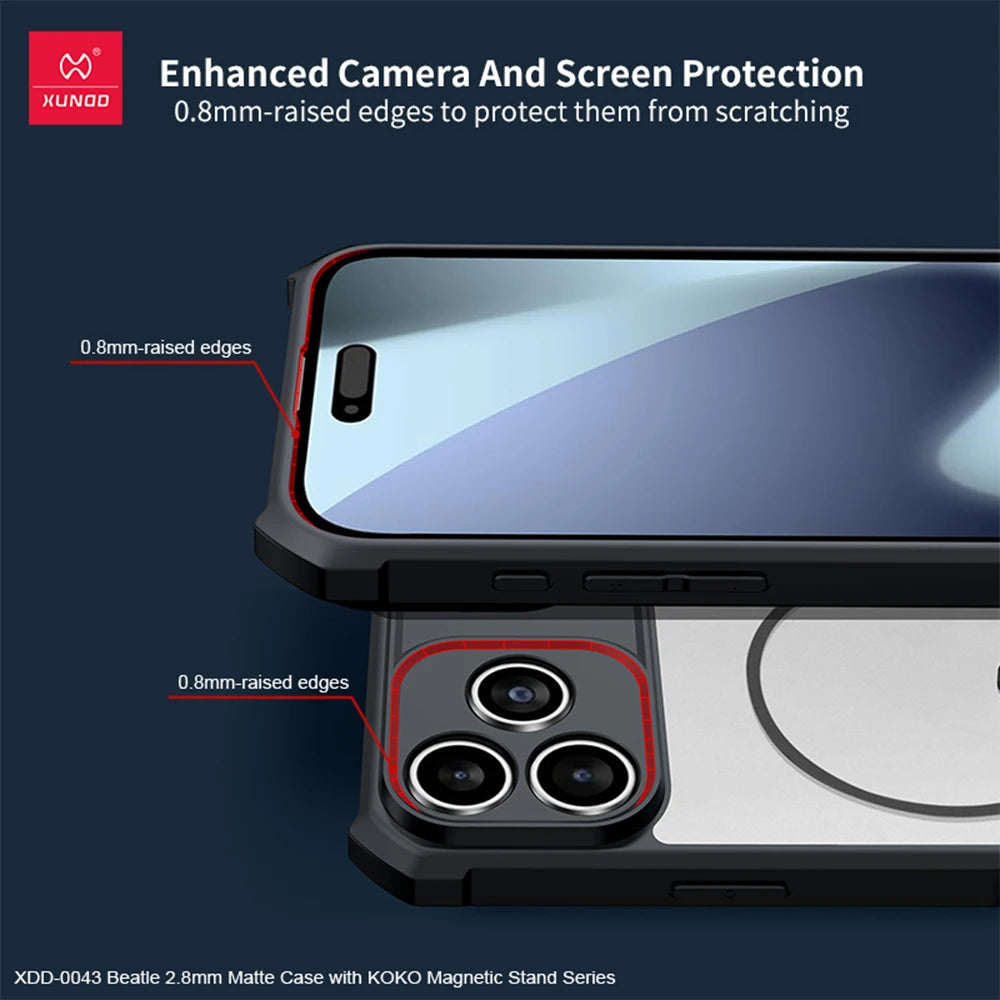 Xundd For iPhone 17 Pro Max 17 Air 17 Pro Magnetic Case with 360° Invisible Stand,PC+TPU Anti-fingerprint Anti-drop Phone Cover