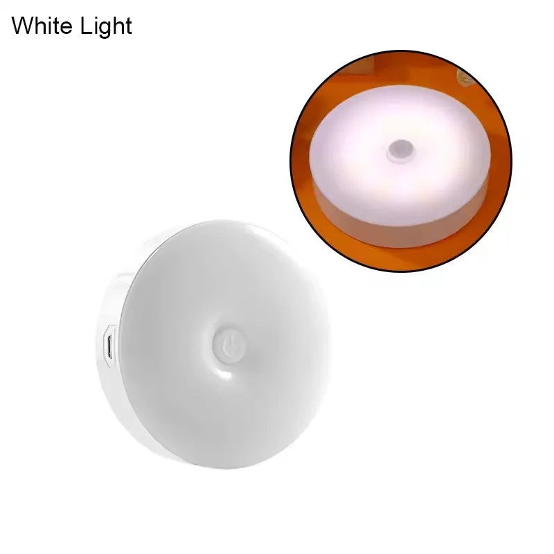 Mini LED Touch Sensor Night Lights USB Rechargeable Kitchen Bedroom Magnetic Base Wall Light Round Portable Dimming Night Lamp