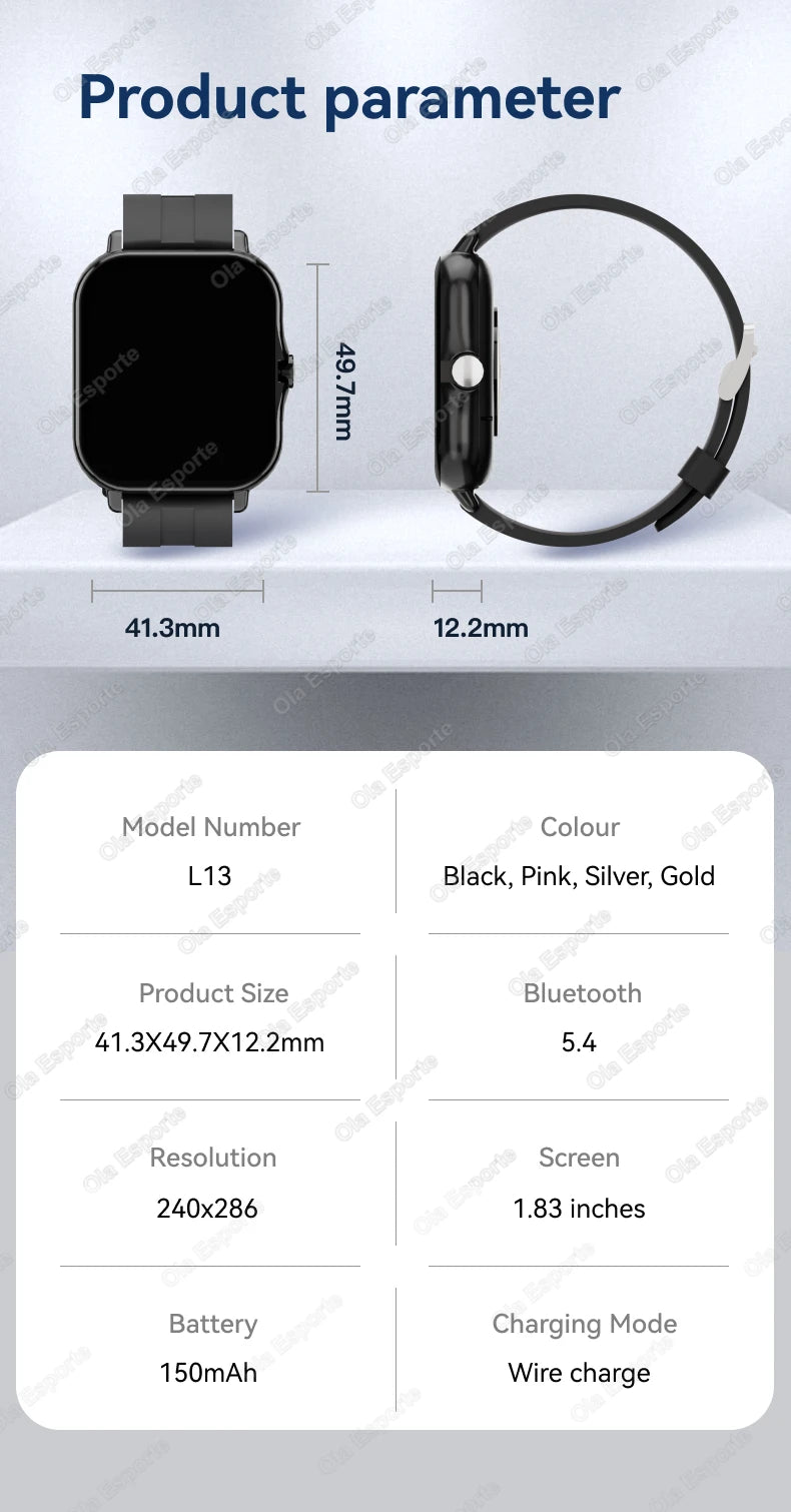 2024 New Smart Watch For Men Women Gift HD Screen Sport Fitness Health Monitoring Watches BT Call Digital smartwatch Wristwatch