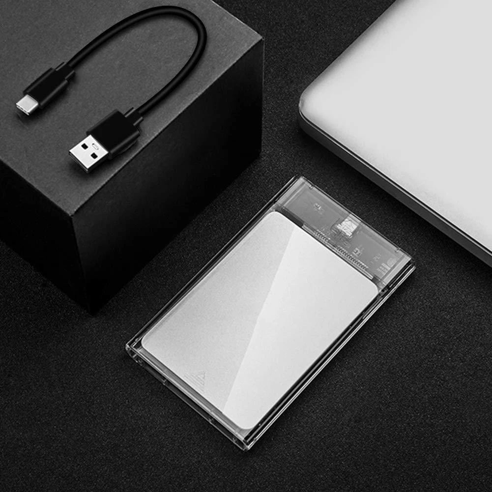 2.5 inch HDD Case SATA To USB3.1  External Hard Drive Case 5 Gbps  SSD Box USB3.0 To Type-C Transparent Black Hard Disk Box