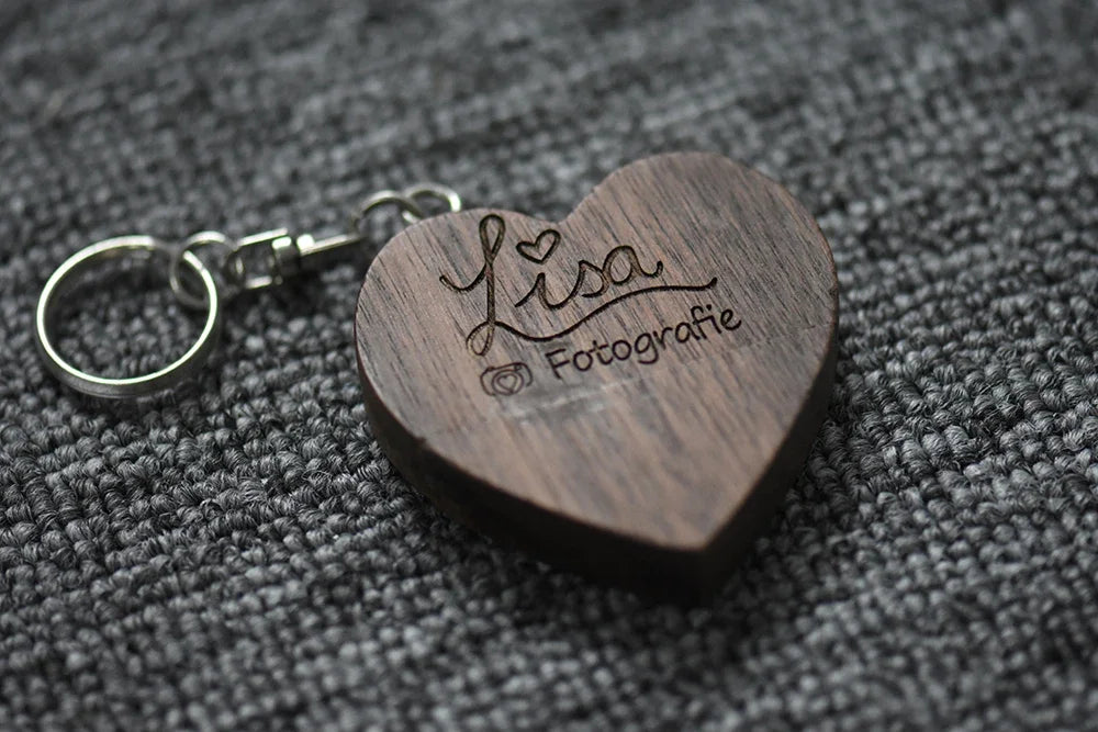 JASTER 10PCS/LOT Wooden Heart USB 2.0 Flash Drives 128GB  Free custom logo key chain Pen drive 64GB 32GB Business gift USB stick