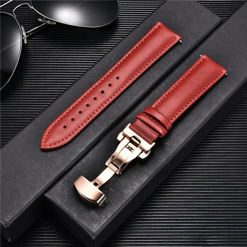 New Women's Business Commuter Strap 18mm 20mm 22mm 24mm with Automatic Butterfly Buckle Watchband
