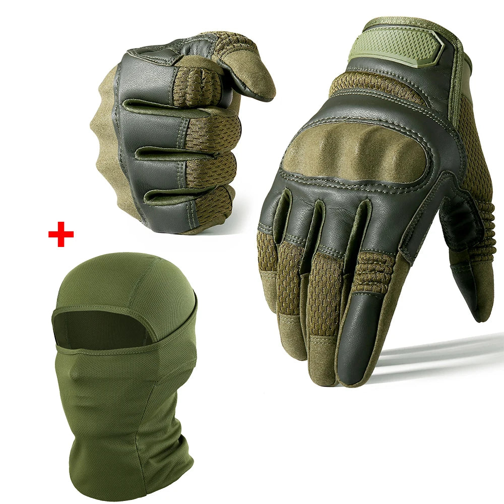 1 Set of Gloves and Balaclava, Touch Screen Anti-skid Protection + Quick-dry Sun-proof Full Face Mask Outdoor Sport Hunting Gear