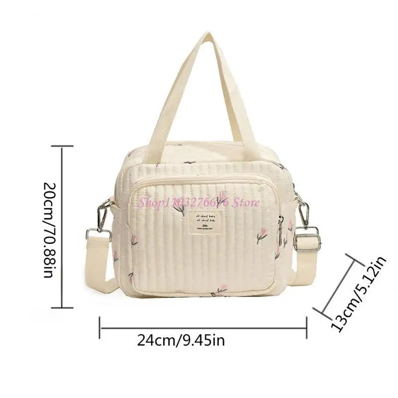R6FD Lovely Baby Diaper Bag with Floral/Animal Embroidery, Fashionable Shoulder Bag Organiser Case Container for Busy Parents