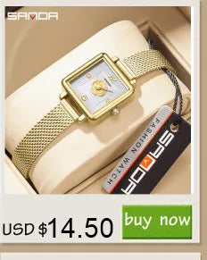 SANDA 1134 Women's Square Quartz Watch Black Fashion Crystal Waterproof Date Pointer Wristwatches for Ladies Watches Gift