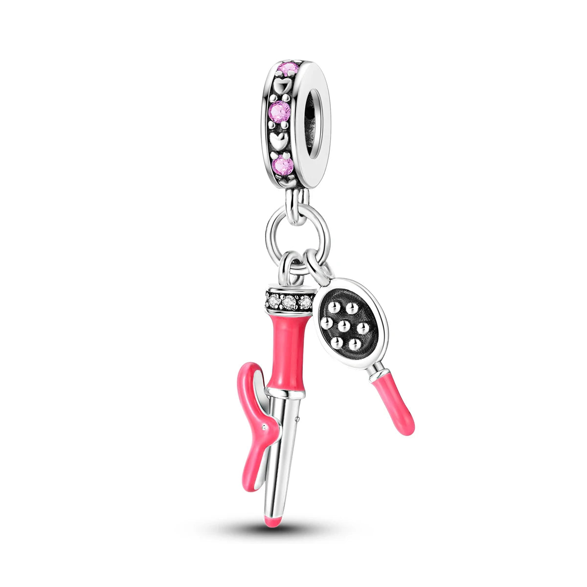 925 Silver Lipstick High Heels Charms For Lady Pendant Fit Original Bracelet DIY Ornament