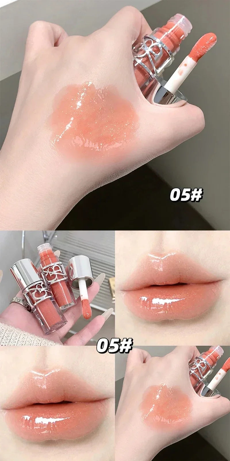 Transparent Moisturizing Lip Gloss Hydrating Drying Lips Mirror Lipstick Makeup Crystal Lip Oil Mirror Lip Glaze Tinted Plumper