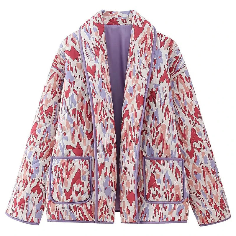 New Printed Pocket Wide Sleeved Ladies Outwear Loose Fashion Women's Double Sided Jacket 2023 Chic Casual Party Street Wear