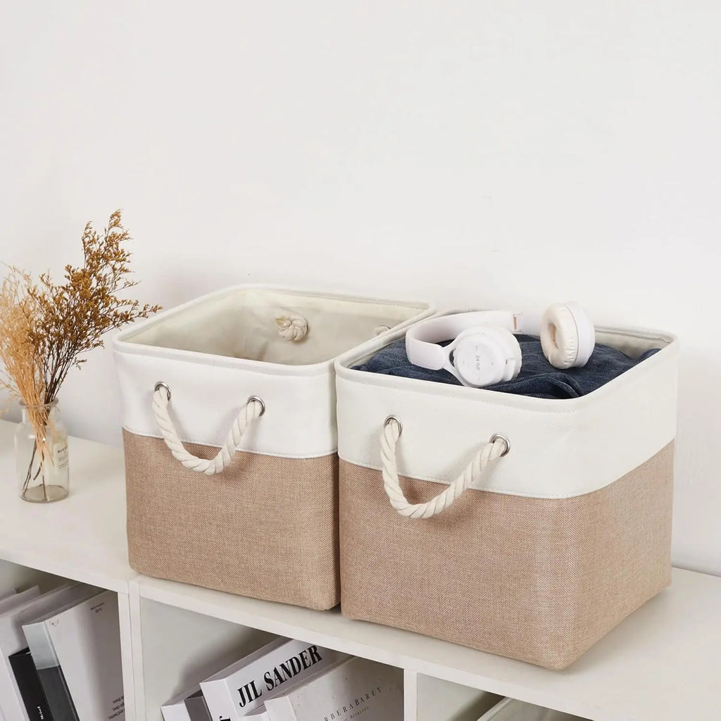 Household Goods Miscellaneous Sorting Basket Splicing Linen Fabric Storage Basket Miscellaneous Toy Storage Box