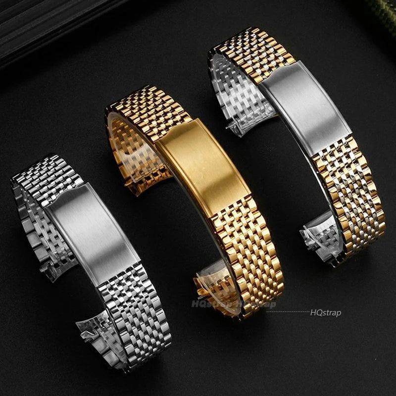 Curved End Stainless Steel Bracelet for Omega Replacement Wristband for Seamaster 18mm 19mm 20mm Men Women Watch Strap Accessory