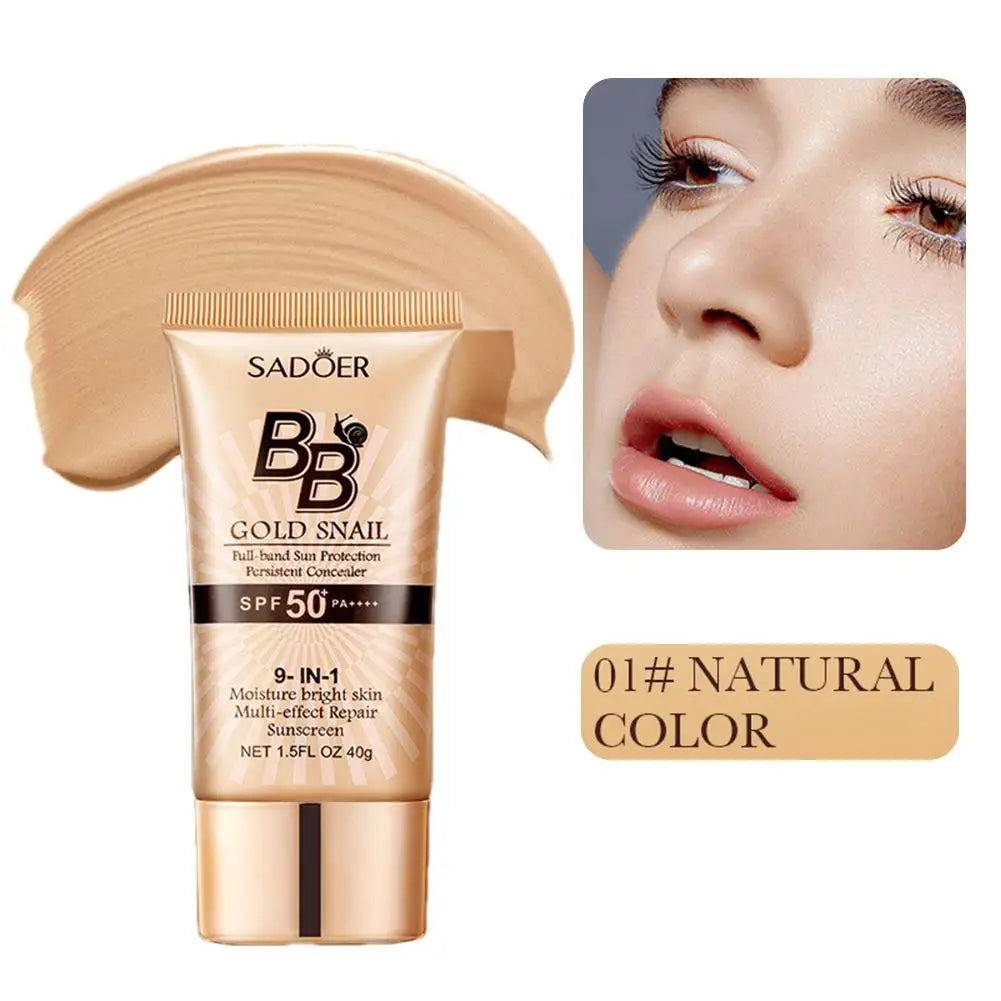 SADOER Gold Snail BB Cream Sunscreen Concealer Foundation Moisturizing Cream Daily Skin Care Sun Protection Isolation 40g 2026