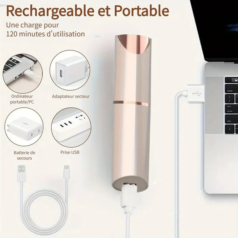 USB charging hair removal device, 2-in-1 facial and eyebrow trimmer, women's lipstick shaver, suitable for face, lips, and body