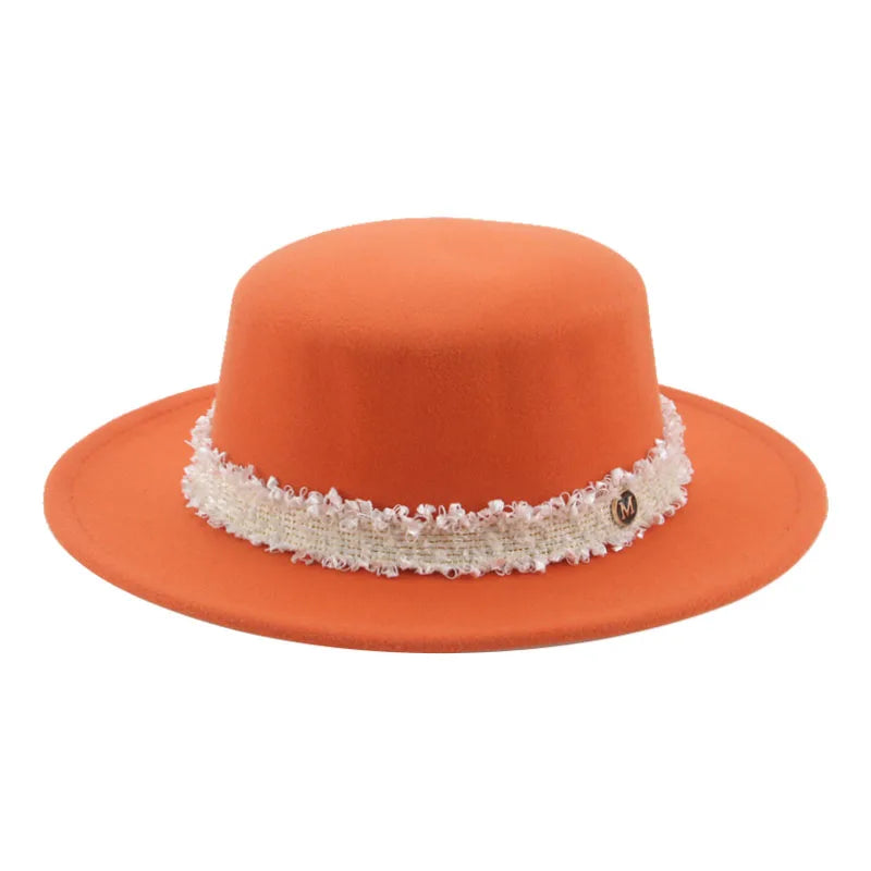 Hats for Women Fedoras Felted Hat Flat Dome Solid Band Luxury Elegant Fahsion Jazz Cap Women's Hat Women Hat Sombreros De Mujer
