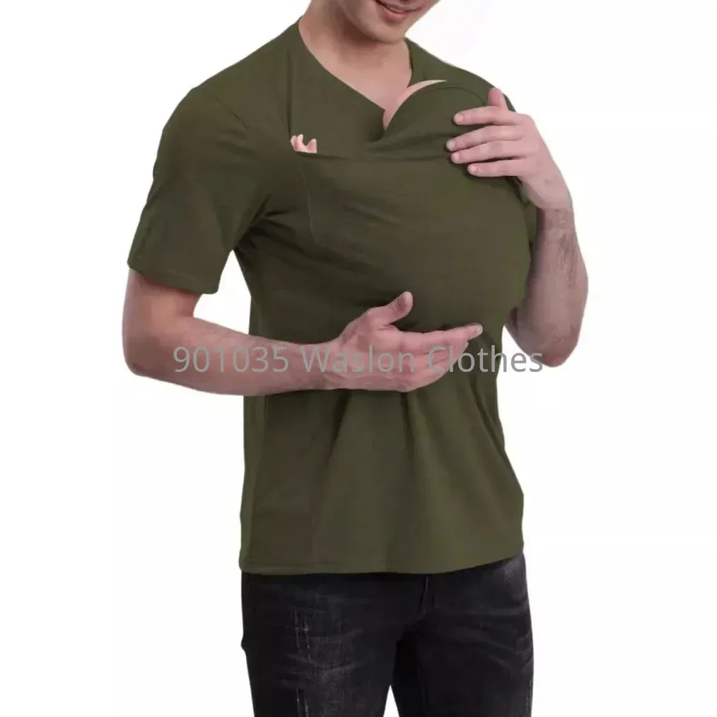 Summer Shirt Kangaroo Dad Mom Multifunctional Clothes Soothing Shirts T-Shirt Vest Parent-Child  tshirt