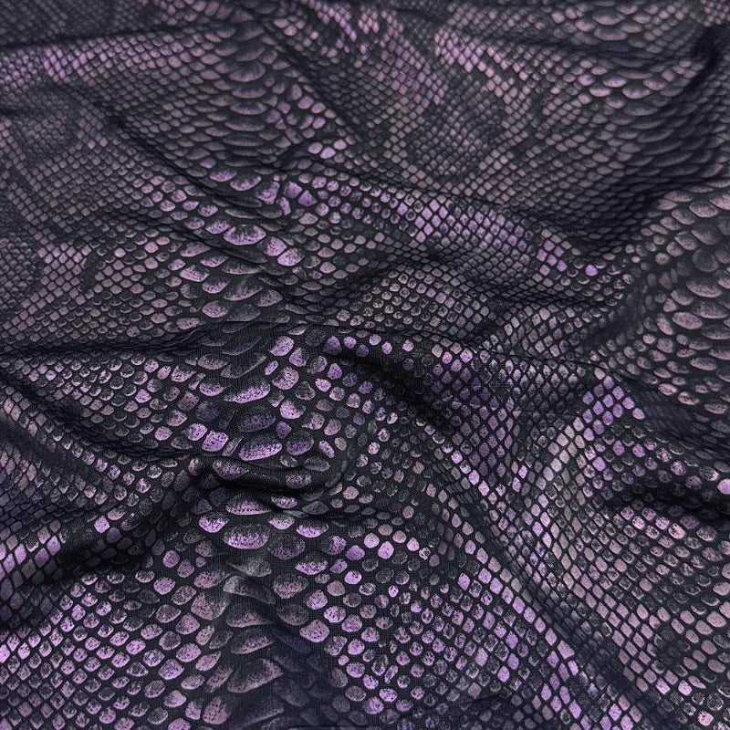 Color Changing Glossy Snake Patterned Elastic Fabric Creative Stage Runway Styling Graduation Designer Cloth for Diy Sewing