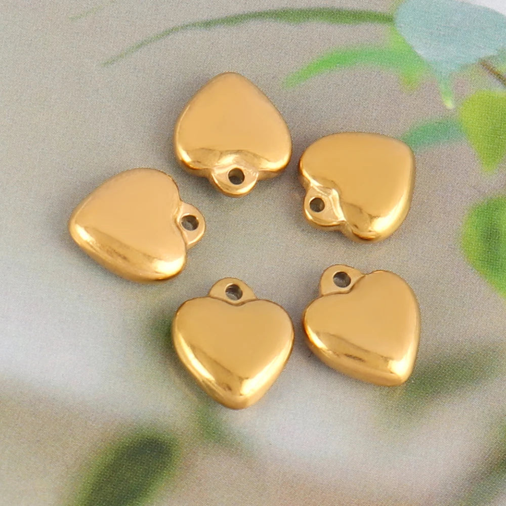 5pcs Stainless Steel Charms Heart Charms for Jewelry Making Heart Shaped Pendant Handmade Bracelets Earrings Diy Accessories