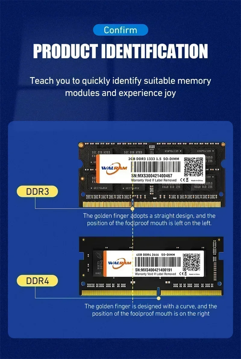 WALRAM Memoria Ram DDR3 DDR3L 8GB 4GB Ram DDR4 16GB 3200MHz 2666MHz 2400MHz 1600MHz Sodimm Internal Memory For Laptop Notebook