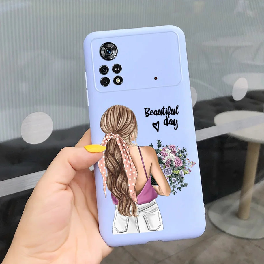 Cute Love Heart Phone Case For Xiaomi Poco X4 Pro 5G Cover Soft Silicone Matte Funda For Xiaomi Poco X4 M4 Pro 4G 5G Bumper 2022
