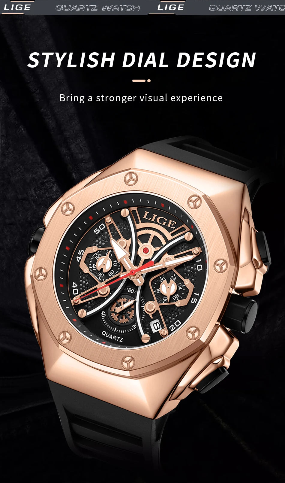 LIGE Mens Watches Top Brand Luxury Fashion Waterproof Watch For Men Silicone Sport Military Chronograph Wristwatch Montre Homme