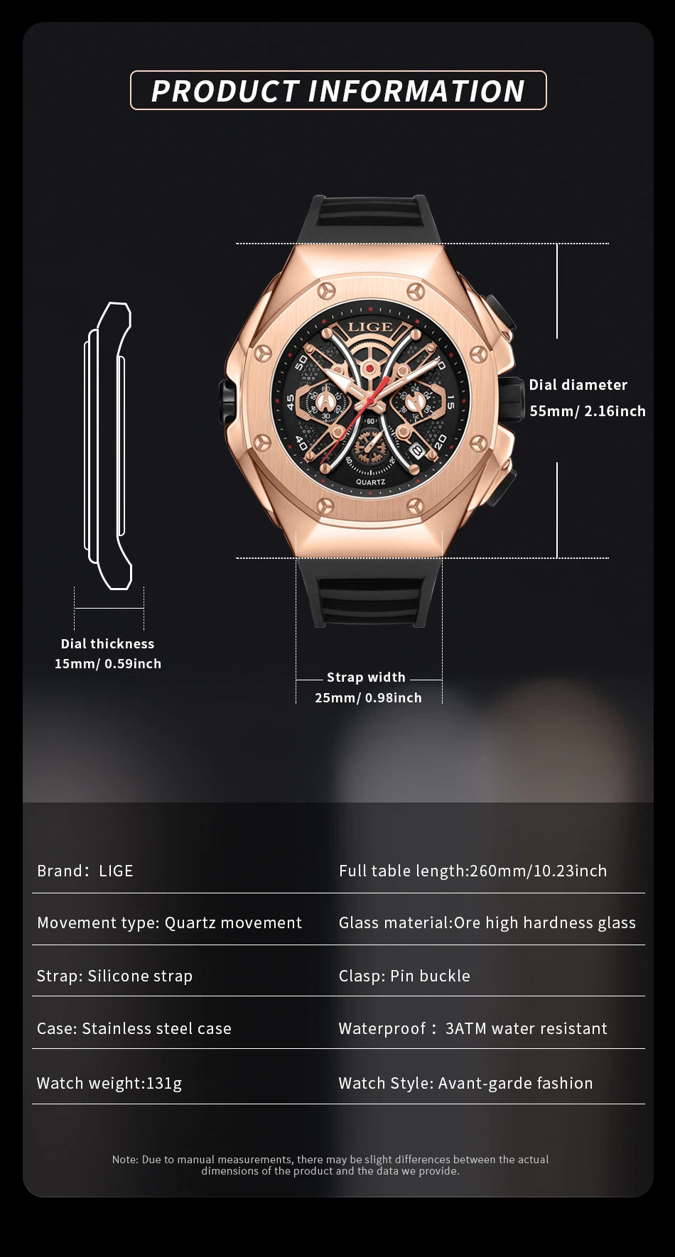 LIGE Mens Watches Top Brand Luxury Fashion Waterproof Watch For Men Silicone Sport Military Chronograph Wristwatch Montre Homme