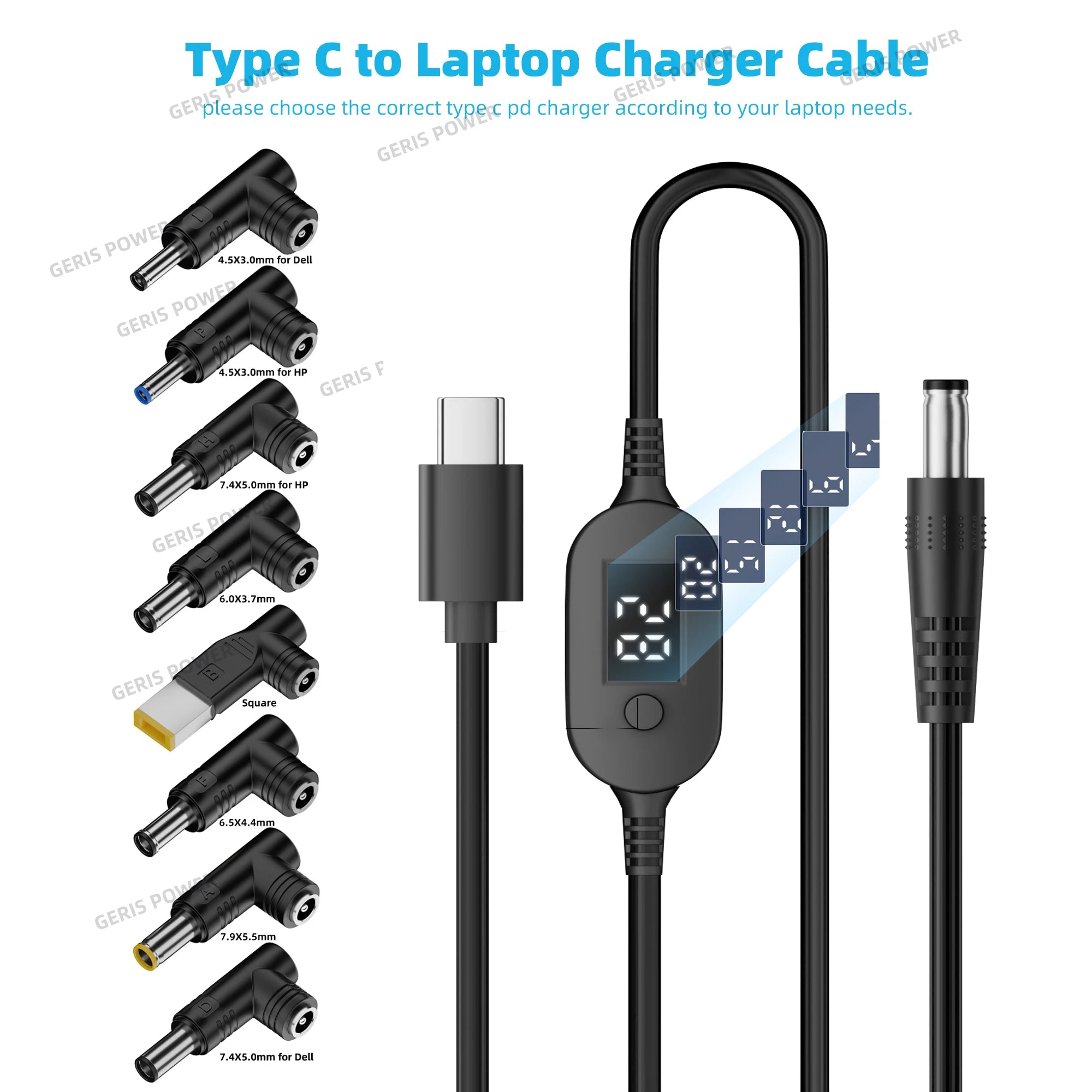 USB-C to DC Boost Converter Cable Type C to 5V 9V 12V 15V 20V 28V Adjustable Voltage Adapter Cord for Laptop Wireless Router TV