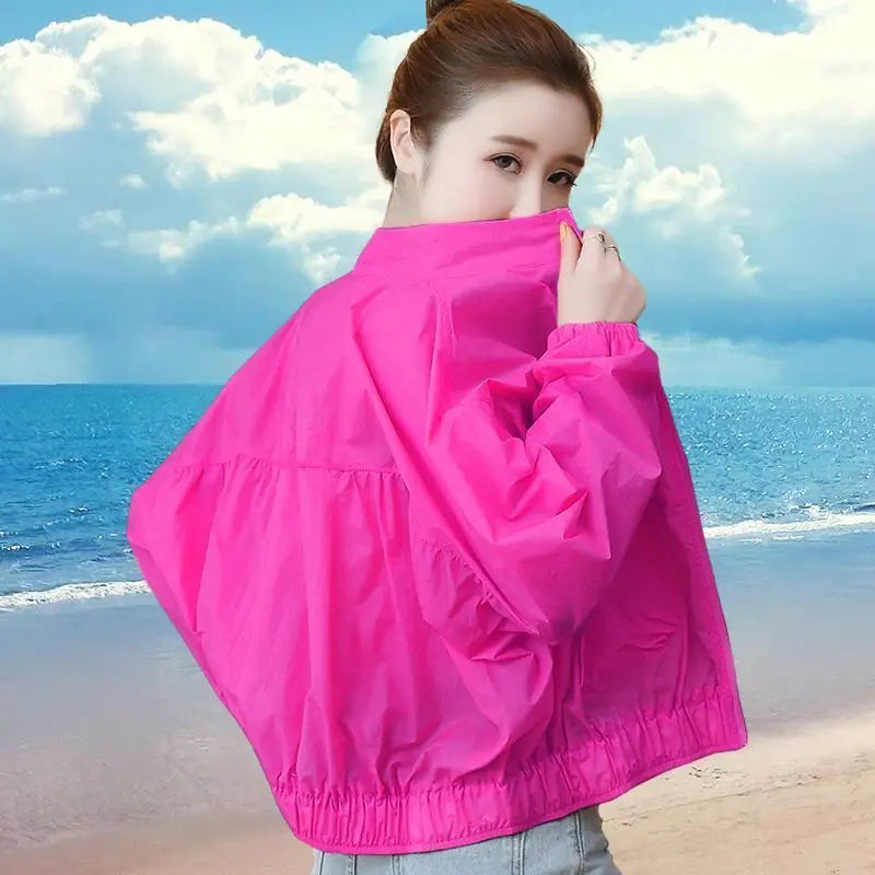 Women Sunscreen Clothing 2026 Summer Thin Short Jacket Korean Fashion Solid Versatile UV Resistant Jacket Female Tops Outerwear