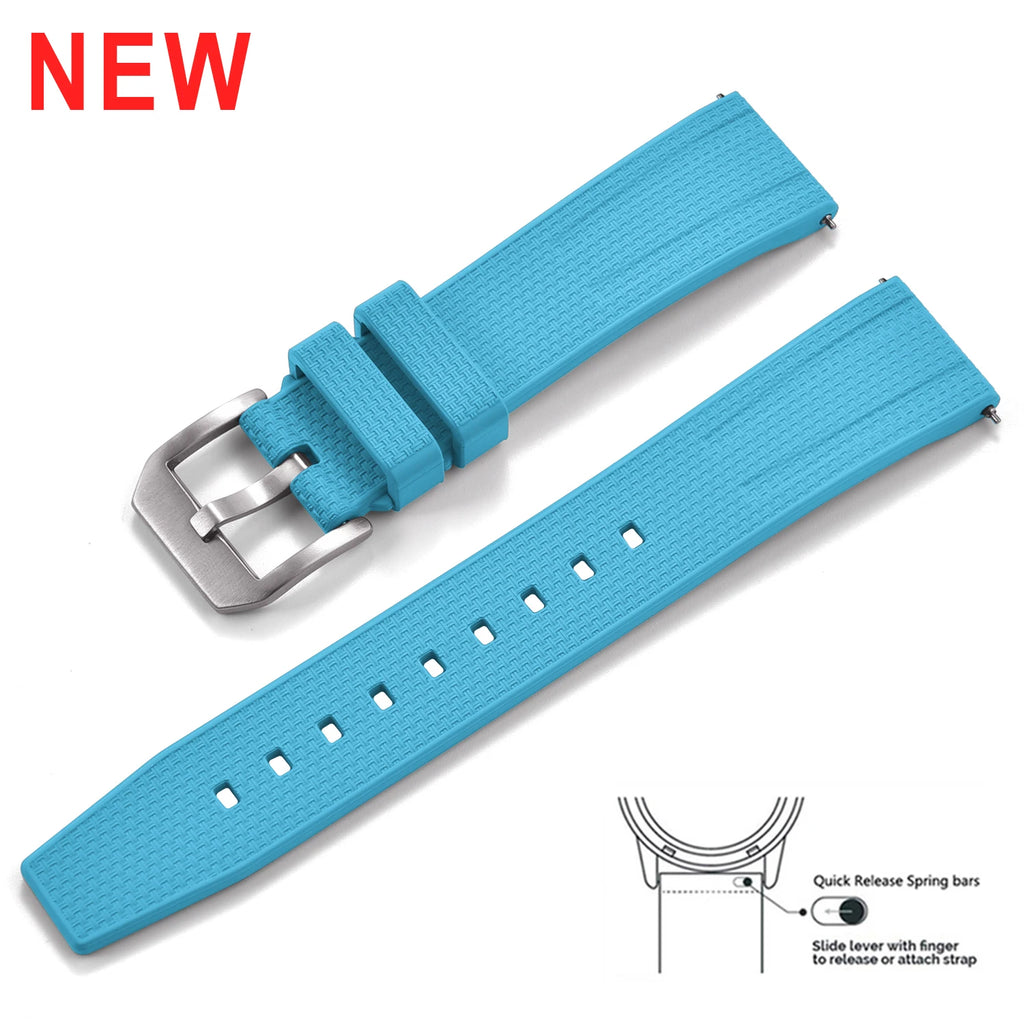 FKM Rubber Watch Strap 20mm 22mm Quick Release Waterproof Diving Watch Band Fluororubber For Traditional Dive Watch Accessories