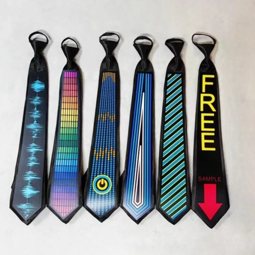 Apparel Accessories Rainbow LED Light Tie Adjustable Neon Flashing Glow Rave Party Necktie Narrow Hip-hop Luminous Cravat Street