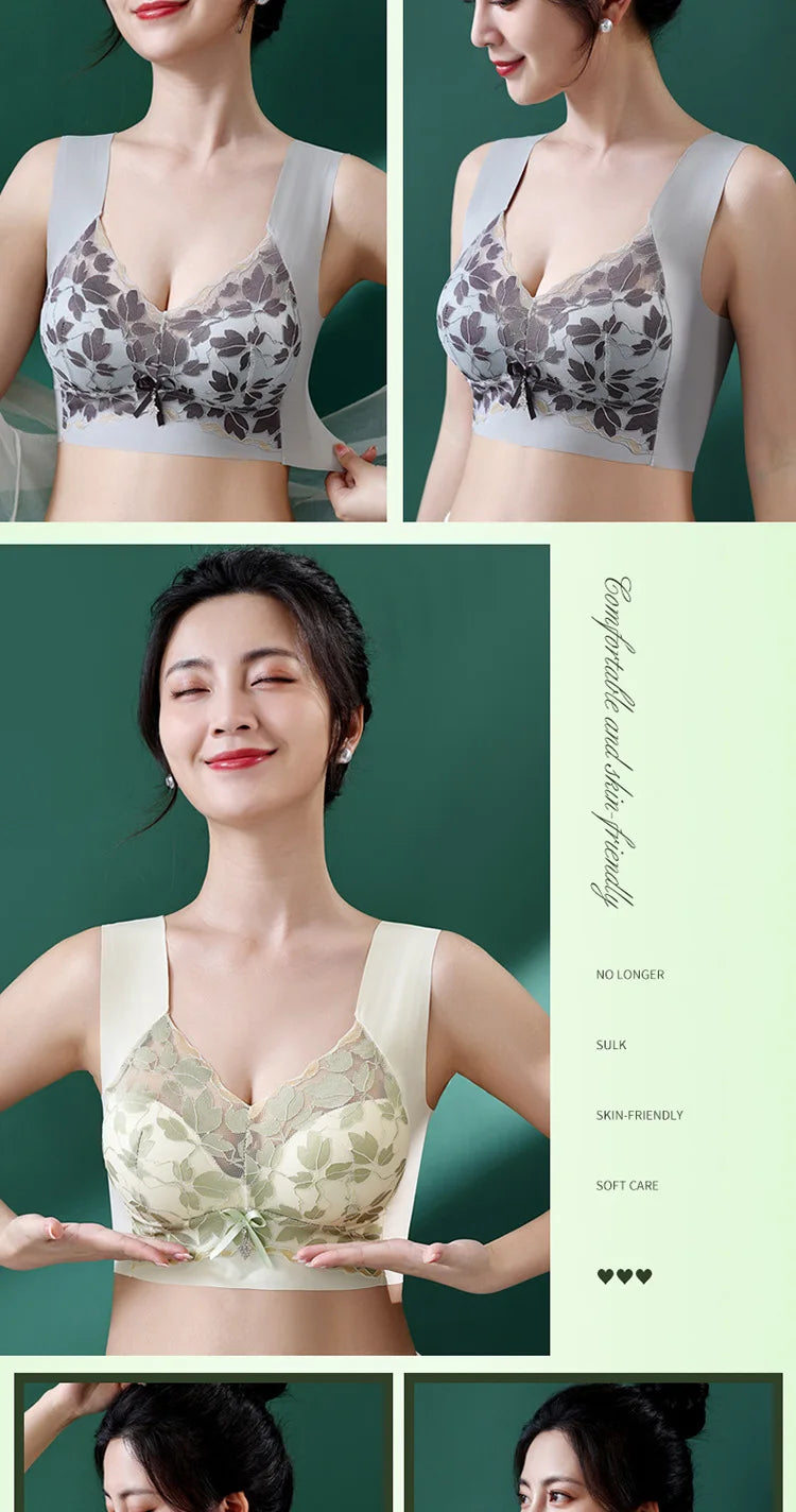 Ladies sexy lace gathered oversized bra comfortable without steel ring luxurious with beautiful back no trace breathable bra