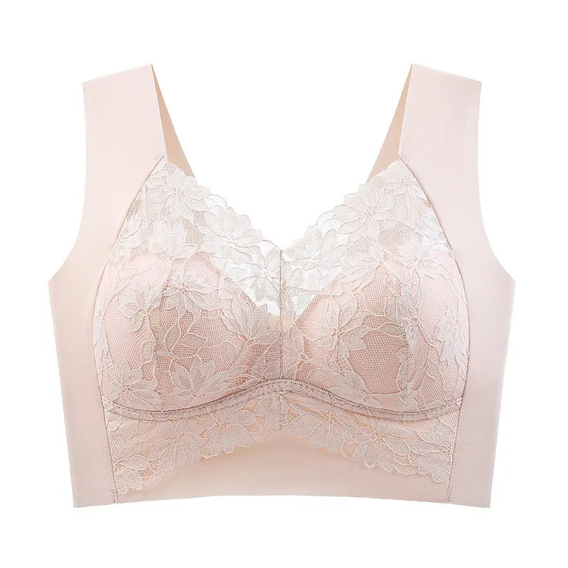 Ladies Comfortable Sexy Lace Seamless Breathable Back Bra All Season Comfortable Without Steel Ring Gathering Anti Sagging Vest