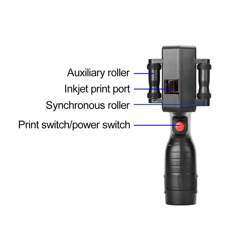 Portable Mini Split Printer 12.7mm Handheld Inkjet Printer 28 Languages Non-encrypted QR Barcode Image Logo Date Coding Machine