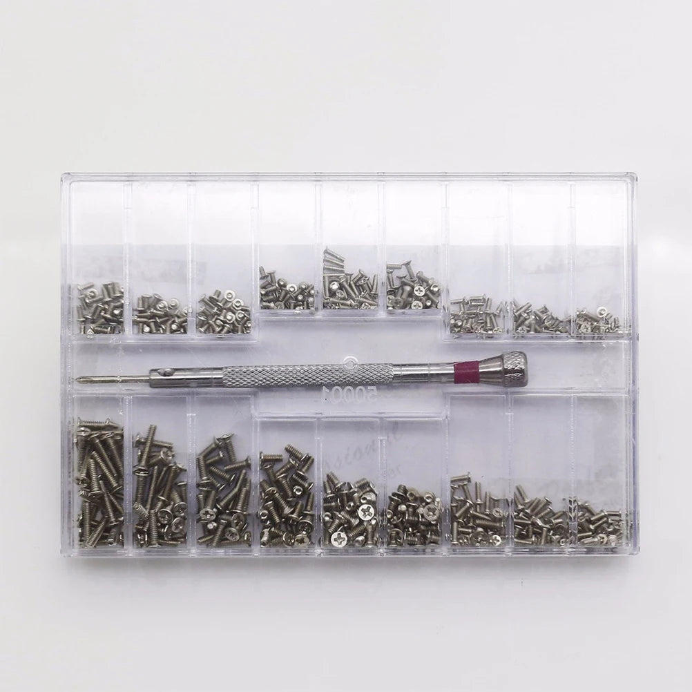 Mini Screw Kit Stainless Steel Screws Eyeglasses Sunglasses Watch Repair Computers Clocks Durable Premium Storage Case Tiny Long