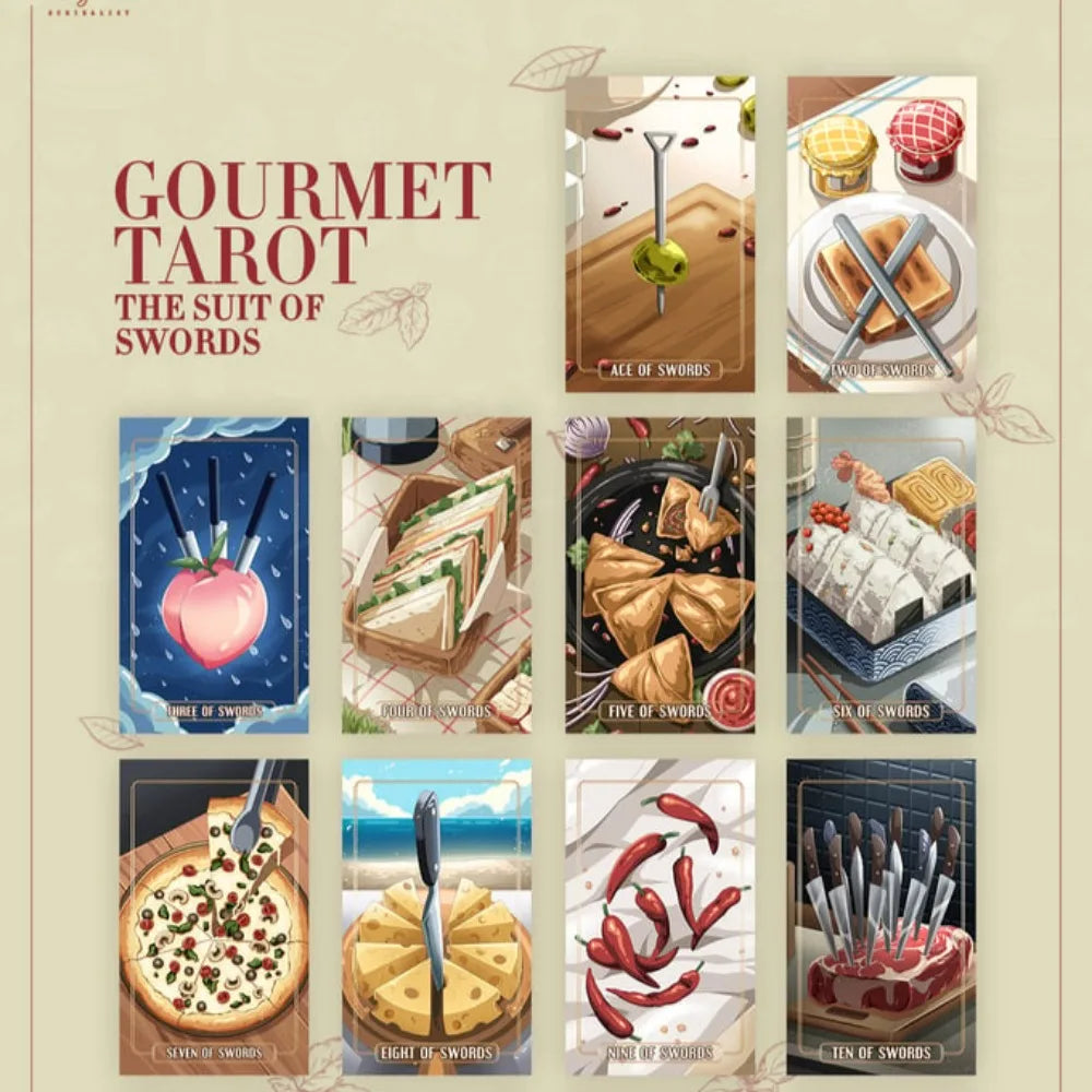 10.3*6cm Gourmet Tarot 80 Pcs Cards Tarot Made Flavourful The Art of Culinary Delights Meets The Mystical Wisdom of Tarot Cards