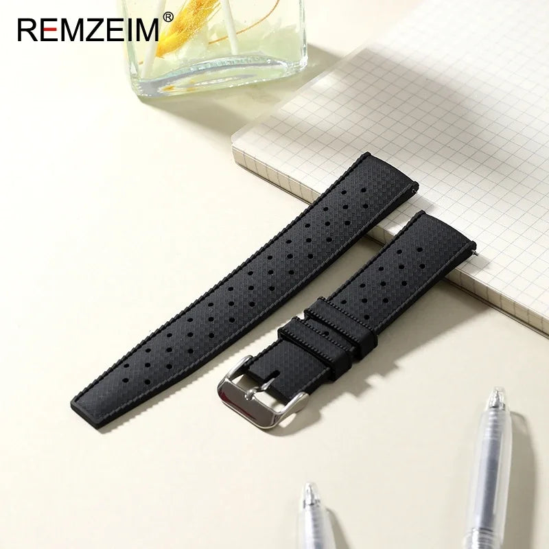 Quick Release Men's and Women's Leisure Universal  Watch Strap 18mm 20mm 22mm Soft Tropical Silicone Watch Strap