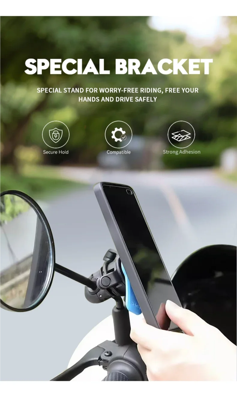 Mirrored Bike/Motorcycle Phone Mount - Quick Install & Secure